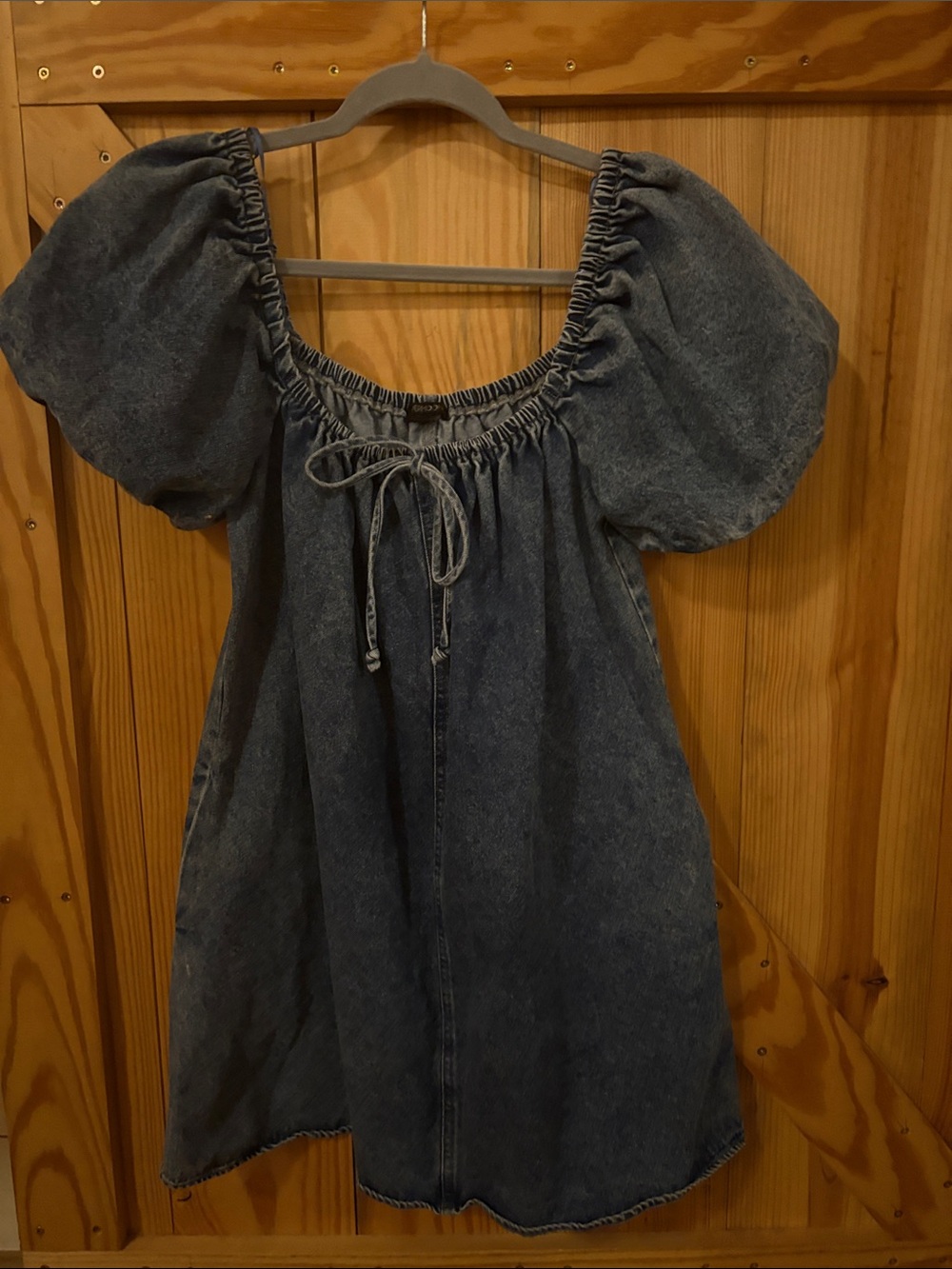 Papermoon Washed Denim Puff-Sleeve Tunic - Blue/dress